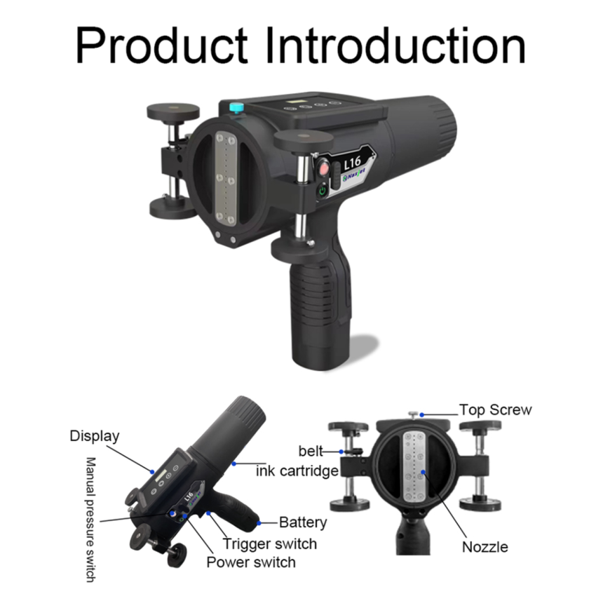 H16 Handheld Inkjet Printer - Portable, High-Precision Coding Marking