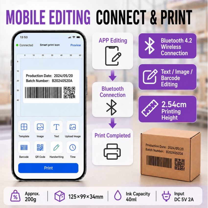 CYCJET WiFi & Bluetooth Handheld Mini Coding Machine